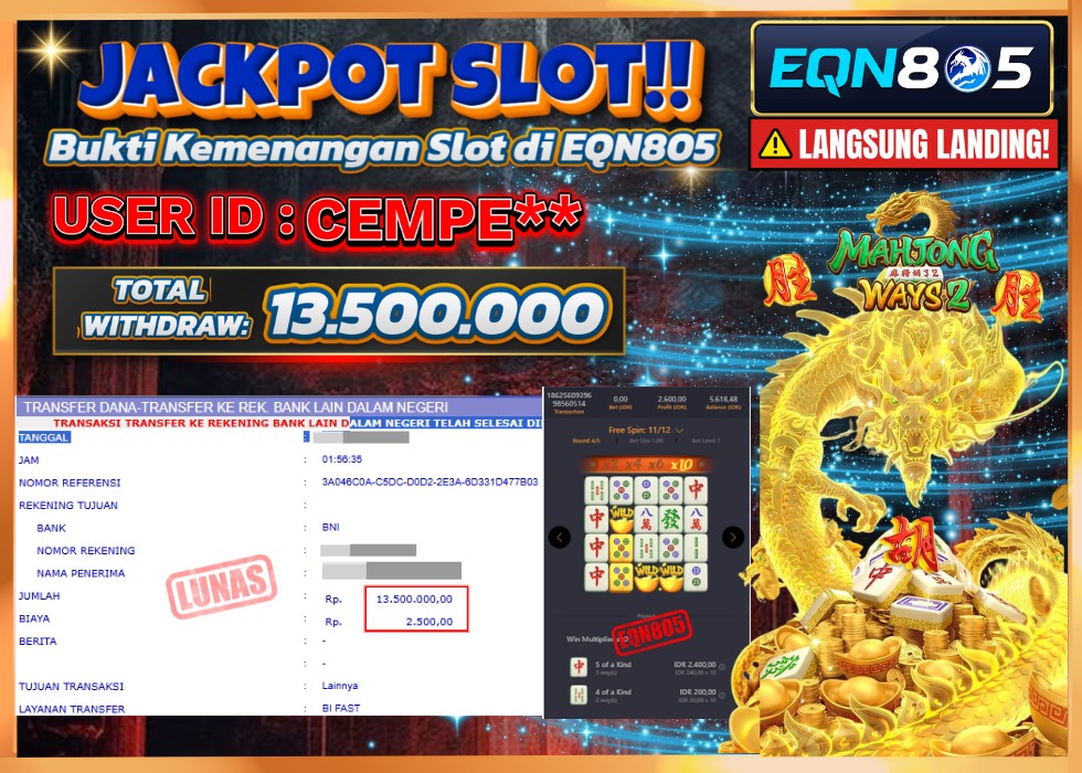 EQN805 JACKPOT  Rp 13.500.000 - LUNAS!!!