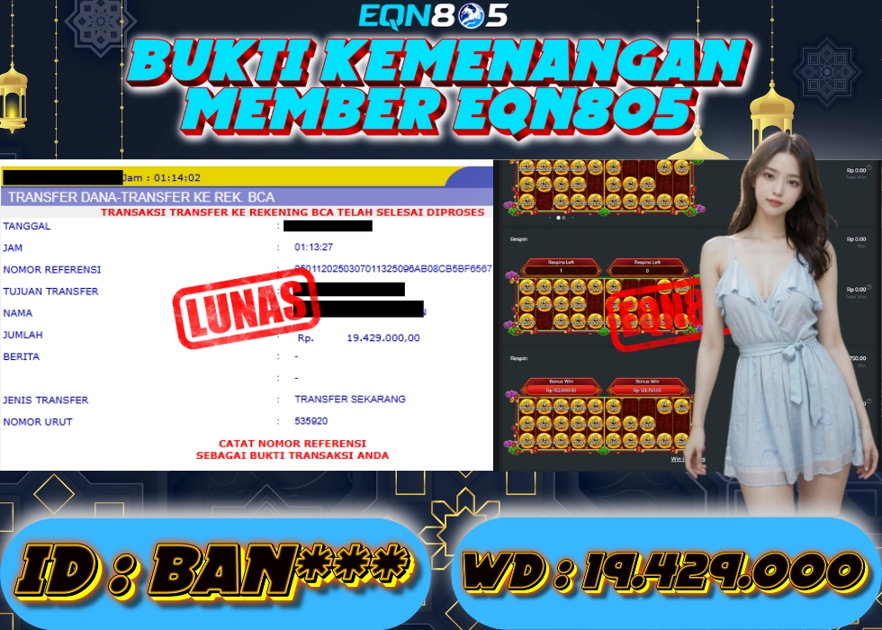 EQN805 JACKPOT  Rp 19.429.000 - LUNAS!!!