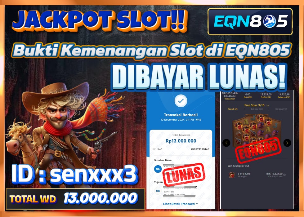 EQN805 JACKPOT  Rp 13.000.000 - LUNAS!!!