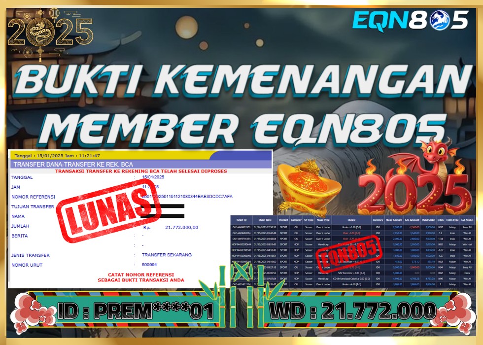 EQN805 JACKPOT  Rp 21.772.000 - LUNAS!!!