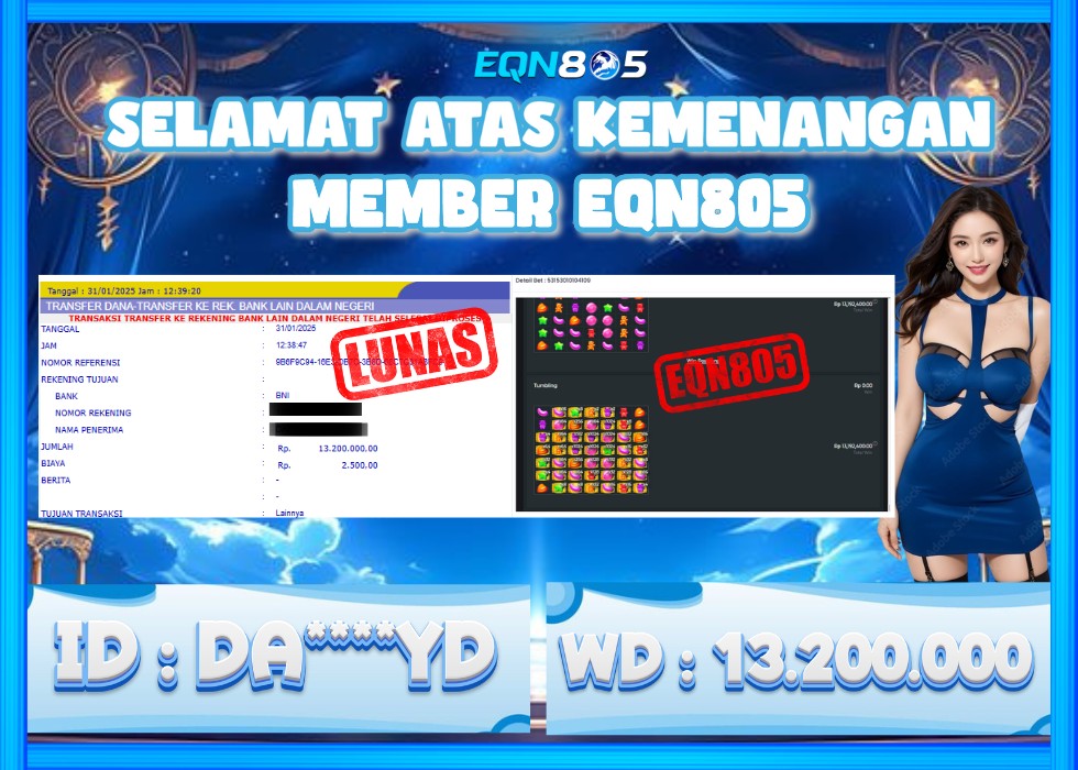 EQN805 JACKPOT  Rp 13.200.000 - LUNAS!!!