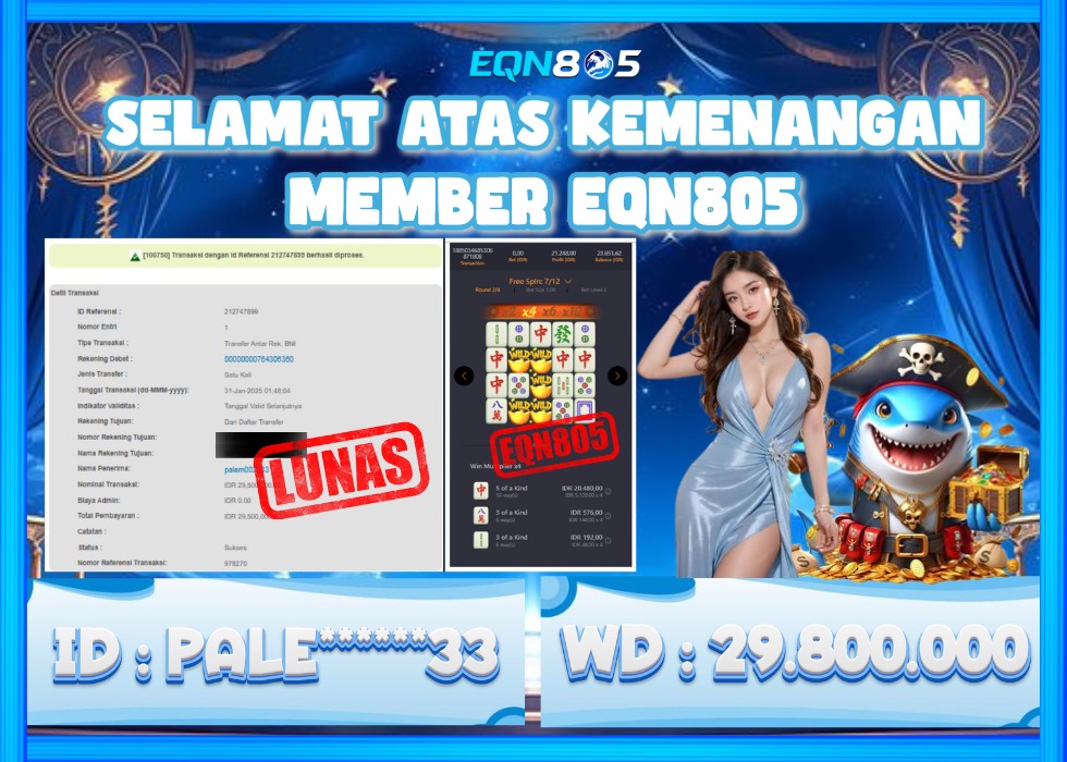 EQN805 JACKPOT  Rp 29.800.000 - LUNAS!!!