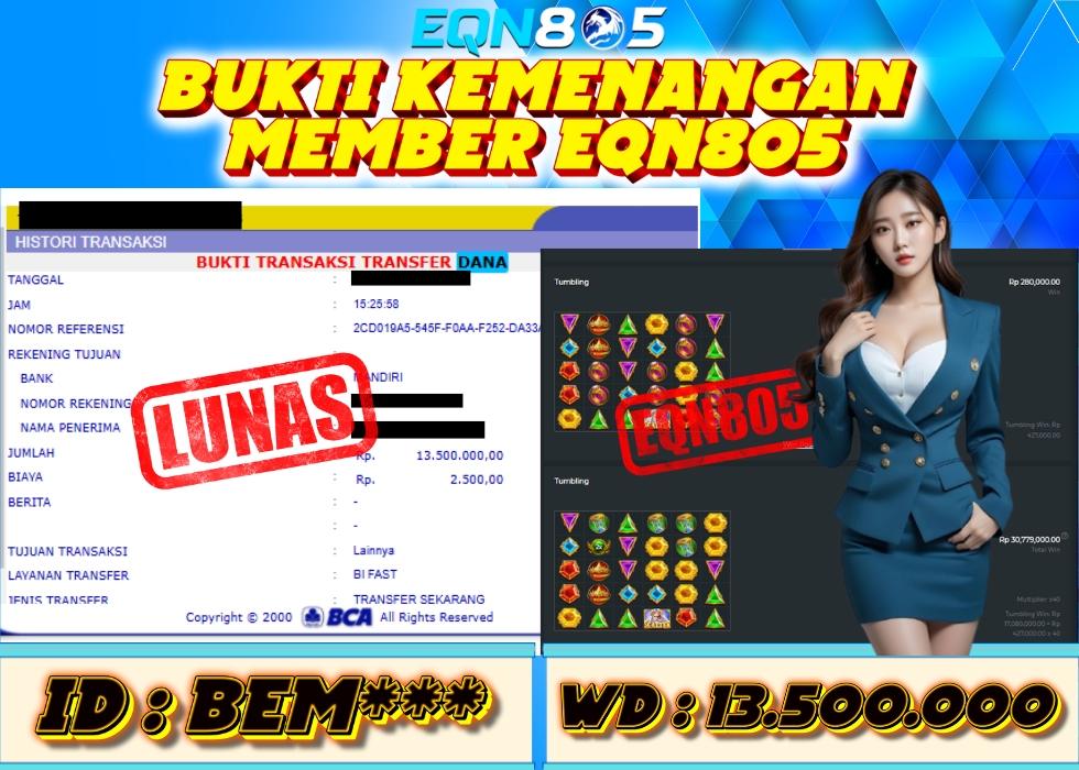 EQN805 JACKPOT  Rp 13.500.000 - LUNAS!!!