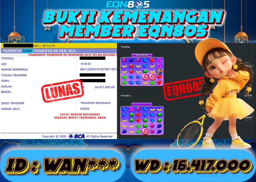 EQN805 JACKPOT  Rp 16.417.000 - LUNAS!!!