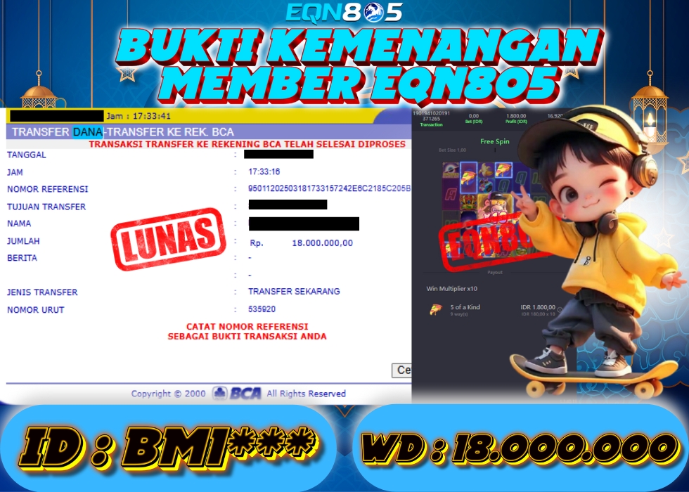 EQN805 JACKPOT  Rp 18.000.000 - LUNAS!!!