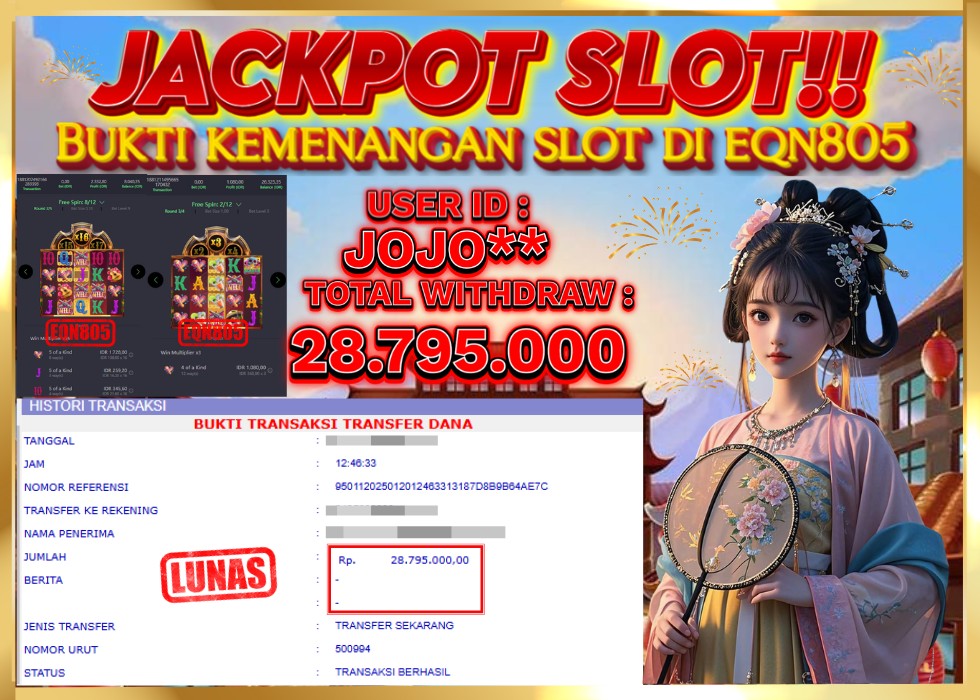 EQN805 JACKPOT  Rp 28.795.000 - LUNAS!!!