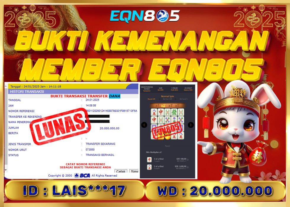 EQN805 JACKPOT  Rp 20.000.000 - LUNAS!!!