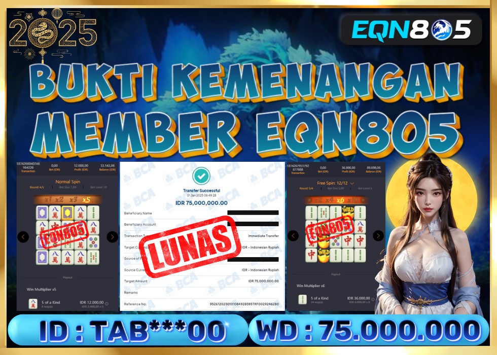 EQN805 JACKPOT  Rp 75.000.000 - LUNAS!!!