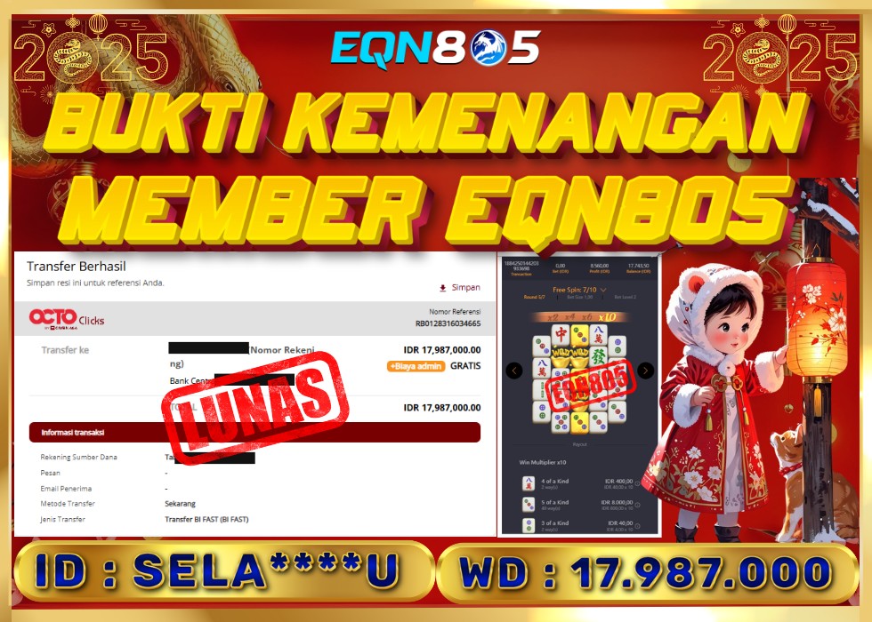 EQN805 JACKPOT  Rp 17.987.000 - LUNAS!!!