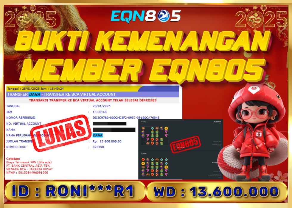 EQN805 JACKPOT  Rp 13.600.000 - LUNAS!!!