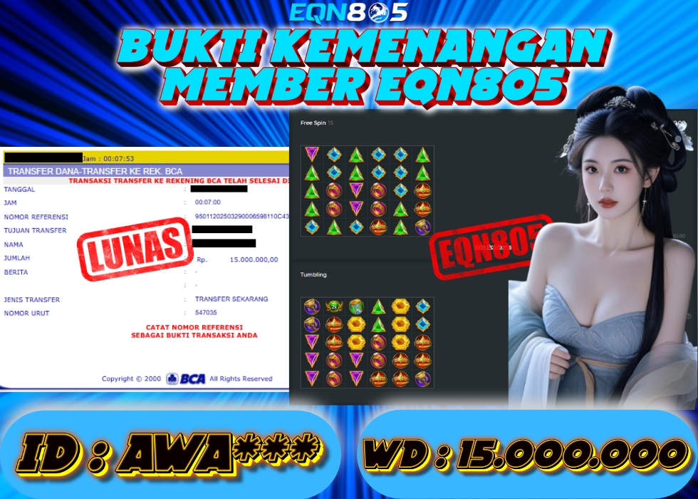 EQN805 JACKPOT  Rp 15.000.000 - LUNAS!!!