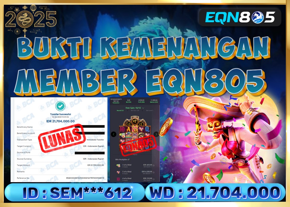 EQN805 JACKPOT  Rp 21.704.000 - LUNAS!!!