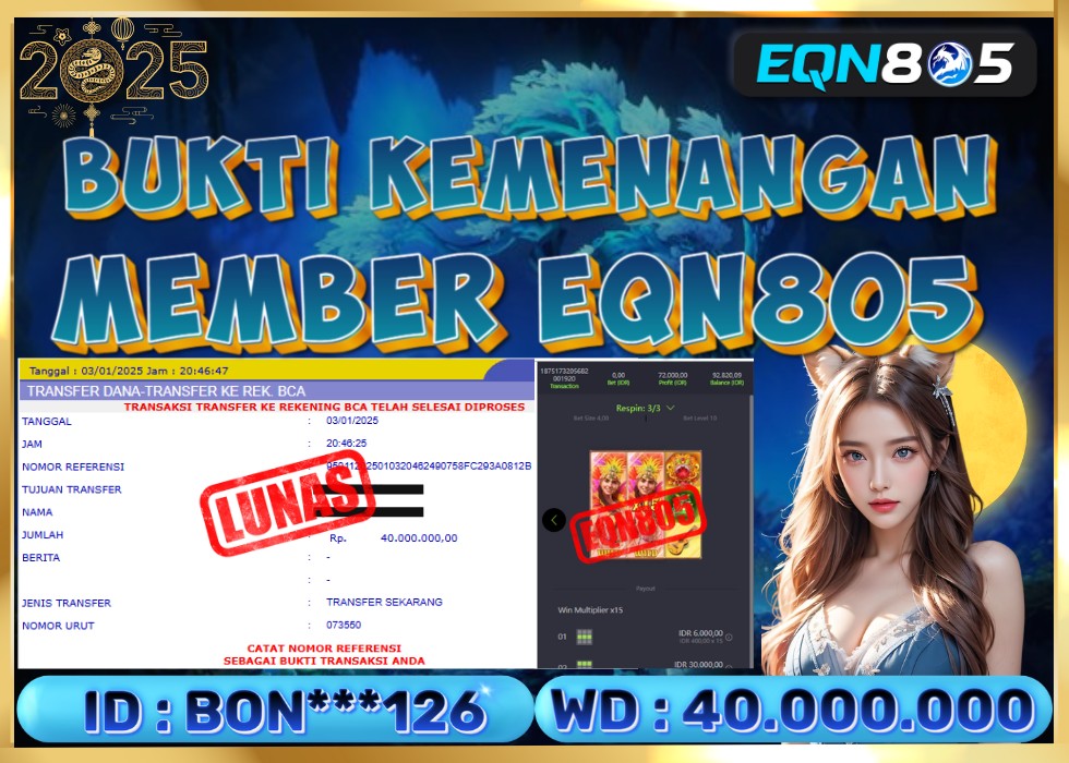 EQN805 JACKPOT  Rp 40.000.000 - LUNAS!!!