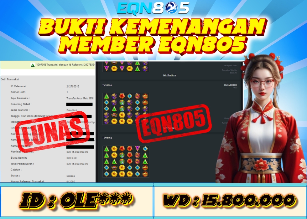 EQN805 JACKPOT  Rp 15.800.000 - LUNAS!!!