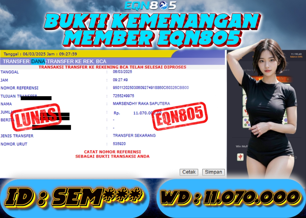 EQN805 JACKPOT  Rp 11.070.000 - LUNAS!!!